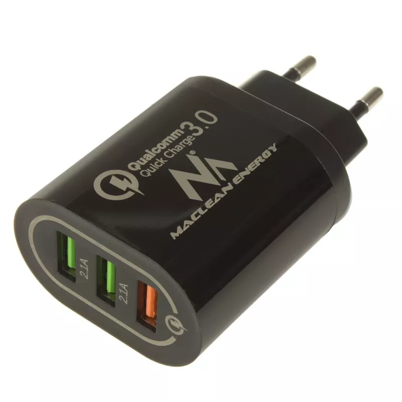 USB-seinälaturi MACLEAN MCE479B — 3x USB-liitäntää, 18W kokonaisteho, kompakti