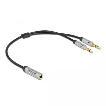 Delock - kuulokeliitäntäadapteri - mini-phone stereo 3,5 mm 4-napainen naaras - stereo mini-kuulokeliitin uros - 27 cm - musta (66740)