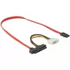 Delock - SATA-/SAS-kaapeli - SAS 12Gbit/s - sisäinen virransyöttö, 4-napainen, sisäinen SAS, 29-napainen (SFF-8482) - SATA (W) - 50 cm