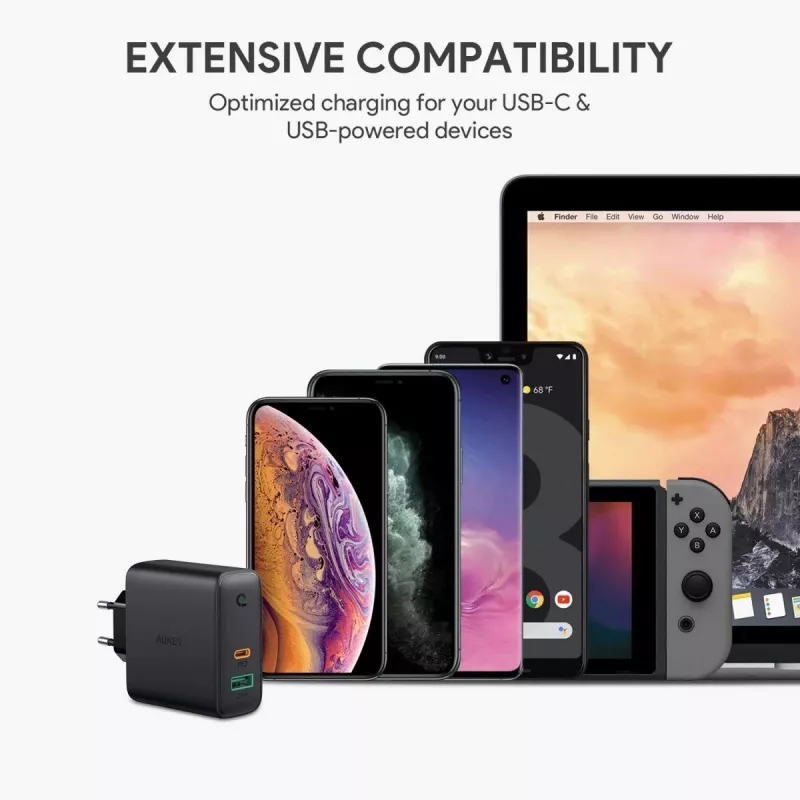 PA-D3 seinälaturi 2xUSB Power Delivery (1xUSB+1xUSB C) 5,4A 60W Dynamic Detect