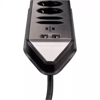 Brennenstuhl estilo kulmajatkojohto 4-osainen, musta 2x suojakosketinpistorasiaa, 2x euro-pistorasiaa, sis. USB-lataustoiminto
