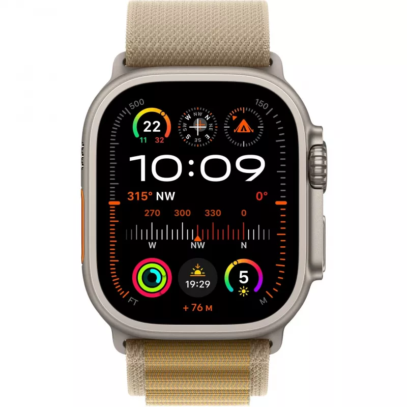 Ranneke Apple 49mm Tan Alpine Loop pieni Natural Titanium Finish