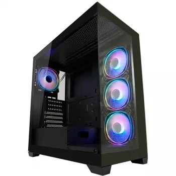 LC-Power kotelo MidiTower 715B musta USB3.2/audio ilman virtalähdettä SEAMLESS_X (LC-715B-ON)