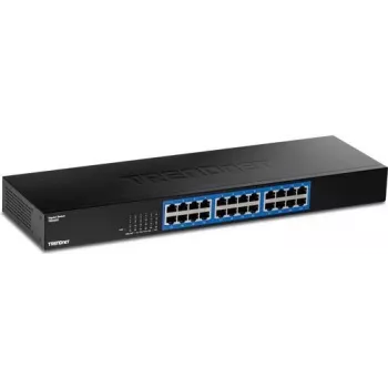 TRENDnet 24-porttinen gigabit-kytkin, TEG-S25, 24 x gigabit RJ-45 -porttia, 48 Gbit/s kytkentäkapasiteetti, tuulettimeton rakenne, metallikotelo, sisäinen virtalähde