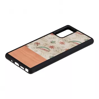 Puhelinkotelo Man and Wood Samsung Galaxy Note 20 — vaaleanpunainen kukka mustalla