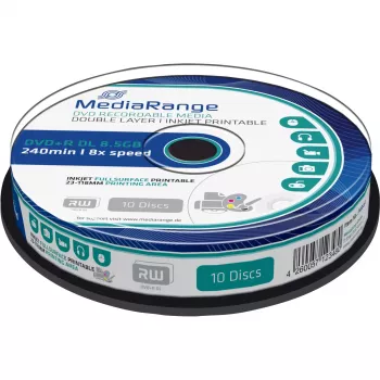 DVD+R DL MediaRange MR468 8,5 GB 8x valkoinen mustesuihkutulostettava 10 kpl spindeli