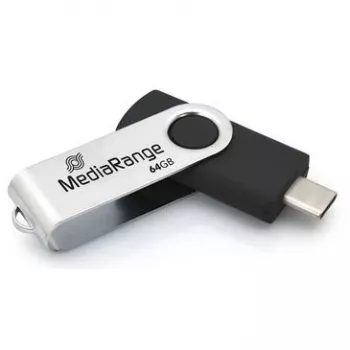 USB-muistitikku MediaRange MR1953 64 GB USB Type-C 3.2 Gen 1 (3.1 Gen 1) kääntyvä, musta/hopea