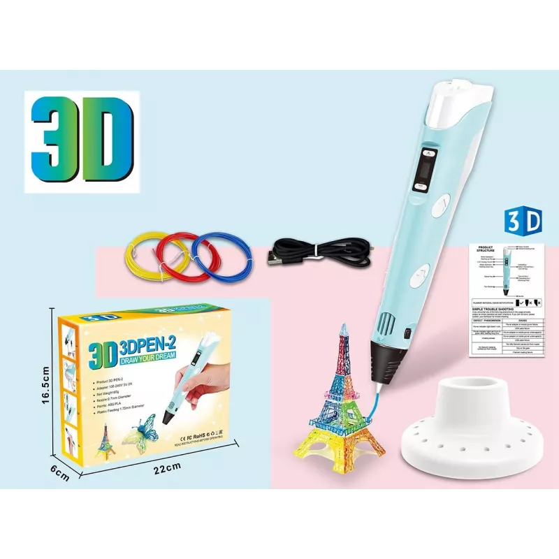 3D-kynä, filamenttisarja USB-virtajohdolla