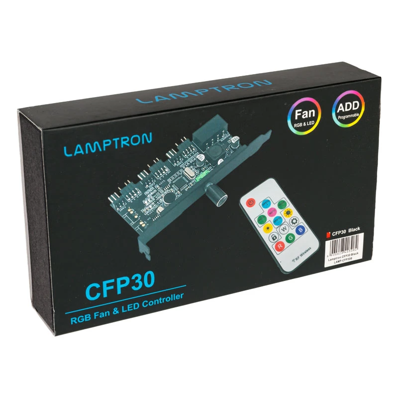 PCI-paikan tuuletin- ja RGB-LED-ohjain Lamptron CFP30, musta