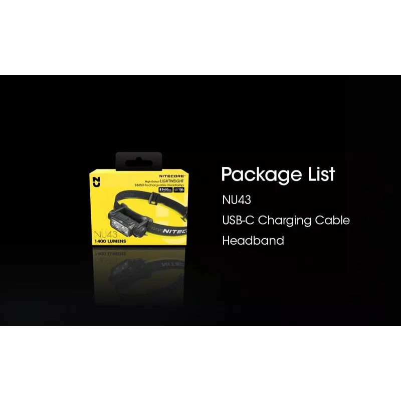Otsalamppu Nitecore NU43 1400 lumenia kompakti kevyt