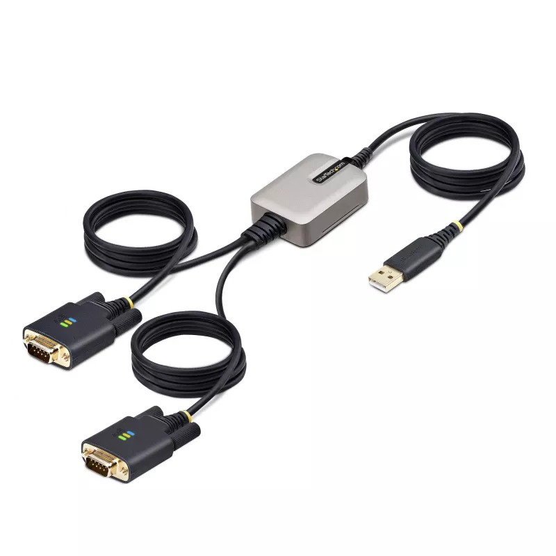 StarTech.com 13ft (4m) 2-porttinen USB-sarja-adapterikaapeli, vaihdettavat DB9-ruuvit/mutterit, COM-säilytys, USB-A - DB9 RS232, FTDI, tason 4 ESD-suoja, Windows/macOS/ChromeOS/Linux – tukeva TPE-rakenne