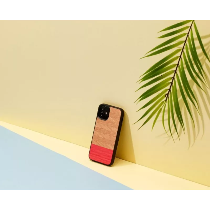 Man and Wood -suojapuhelinkotelo iPhone 12 mini – kalanruotokuvio azalea musta