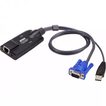 ATEN USB - VGA Cat5e/6 KVM-sovitinjohto (CPU-moduuli), PS/2, PS/2, VGA, musta, sininen, metallinen, RJ-45, 1 x RJ-45