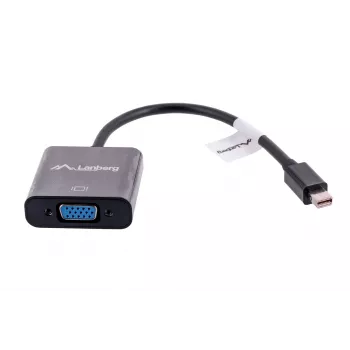 VGA (D-Sub) - Mini DisplayPort -adapterikaapeli LANBERG AD-0006-BK, 0,2 m, DisplayPort 1.2, 1920×1200@60Hz, MiniDP-pistorasia, musta