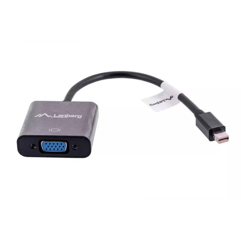 VGA (D-Sub) - Mini DisplayPort -adapterikaapeli LANBERG AD-0006-BK, 0,2 m, DisplayPort 1.2, 1920×1200@60Hz, MiniDP-pistorasia, musta