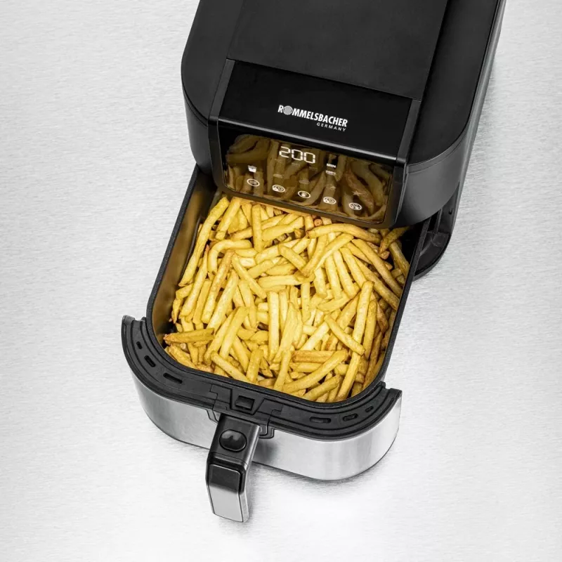 Kuumailmafriteerauskeitin Rommelsbacher FRH 1500 — 5 L, 1500 W, ruostumaton teräs/musta