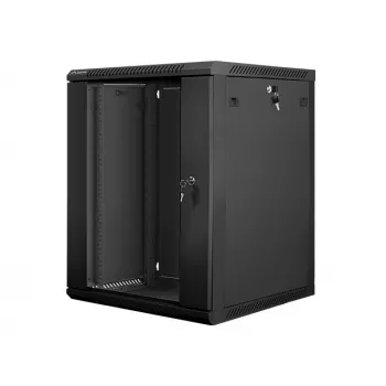 Lanberg seinäasennettava asennuskaappi 19'' 15U 600x600mm musta (lasiovi)