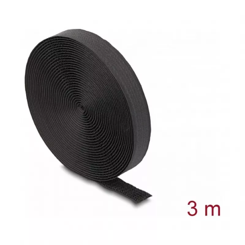 DeLOCK tarranauha 3 m x 20 mm musta nylon