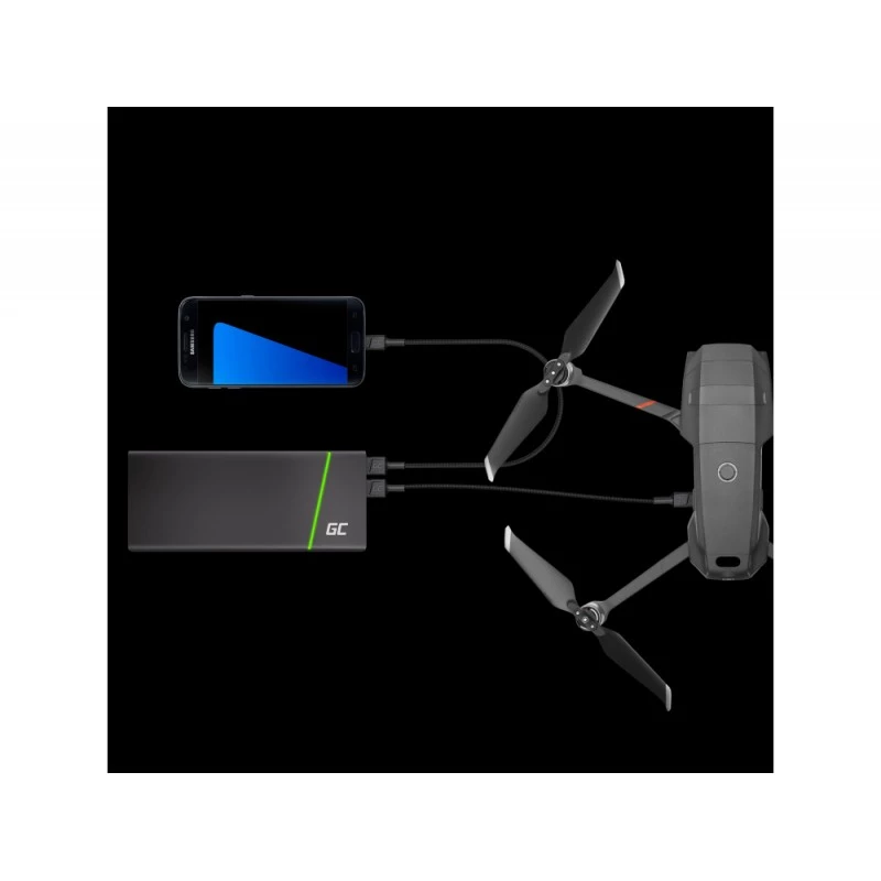 USB 2.0 -kaapeli Green Cell KABGC20 — USB A - Micro-USB B, 1,2 m, musta