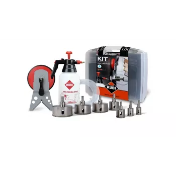 RUBI Easy Gres Plus Kit porasarja — 7 kpl timanttiporanteriä, 27 mm pituus, posliinille, kuljetuslaukulla