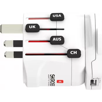 Skross PRO – World & USB valkoinen universaali matka-adapteri