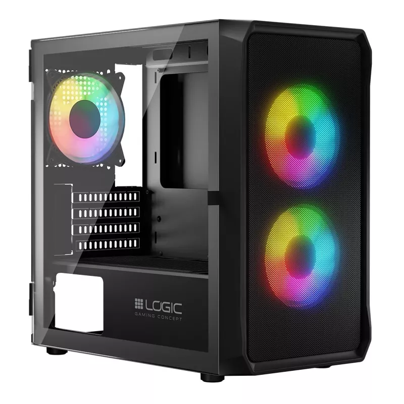 Tietokonekotelo Logic Concept Portos Mini ARGB Micro ATX musta