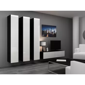 Cama suljettu kaappi VIGO '180' 180/40/30 valkoinen/musta kiiltävä