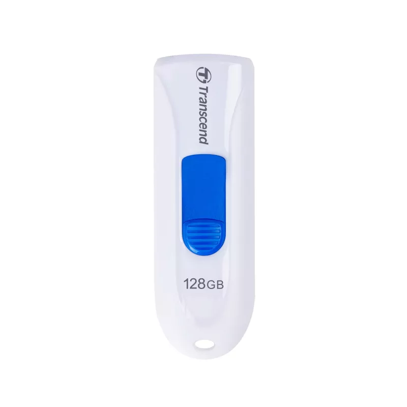 Transcend JetFlash 790 TS128GJF790W USB-muistitikku, 128 GB, USB 3.1 Gen 1, sisäänvedettävä liitin, valkoinen