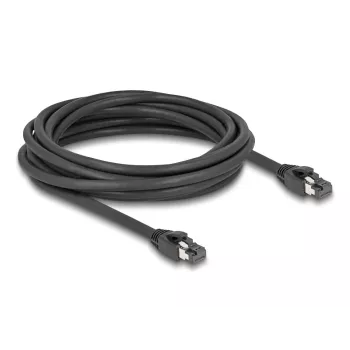 Delock - verkkokaapeli - RJ-45 (uros) - RJ-45 (uros) - 5,0 m - 7,5 mm - S/FTP - CAT 8.1 - halogeeniton, lukituskielekkeellä suojattu, jopa 40 Gbit/s tiedonsiirtonopeus - musta (80236)