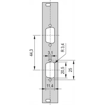 SCHROFF Etulevy SUB-D aukko - OSITTAINEN ETULEVY 3HE 4TE 2X9 DC (30118336)