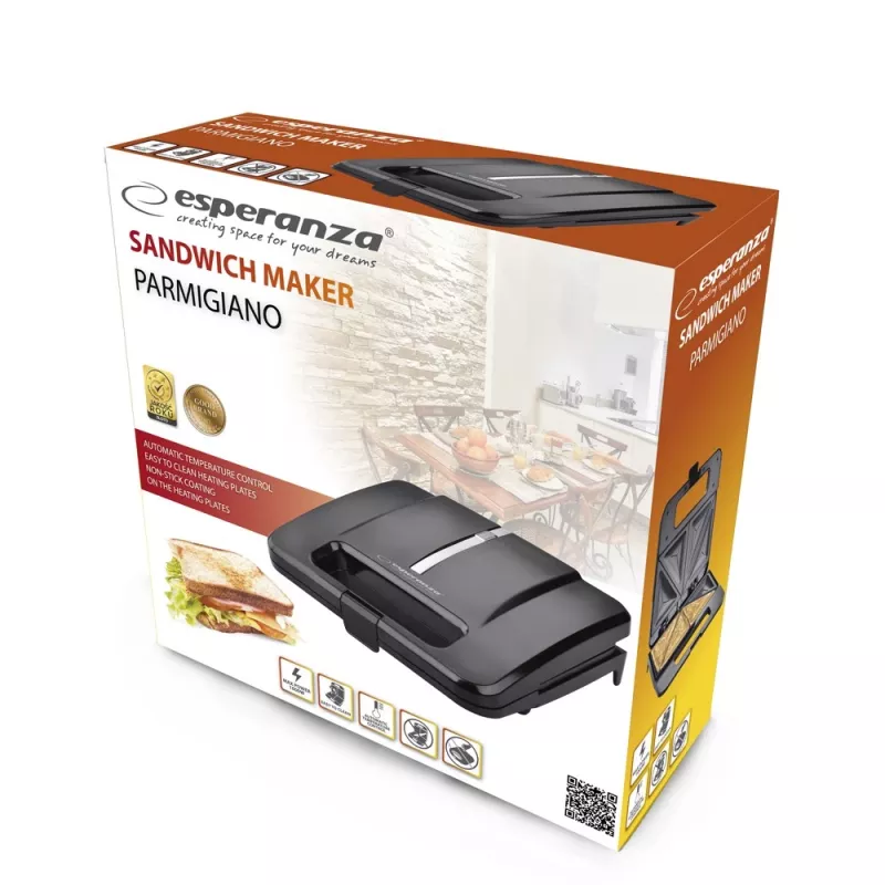 Esperanza PARMIGIANO EKT010 voileipägrilli, 1000 W, musta
