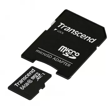 Flash-muisti Transcend 64GB MicroSDXC Class 10 adapteri