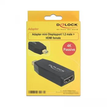 Adapteri DeLOCK 65583 Mini DisplayPort 1.2 - HDMI musta