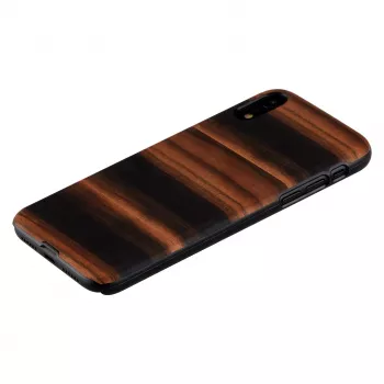 man and wood -älypuhelinkotelo iPhone XR:lle — eebenpuunmusta, suojaava kova kotelo