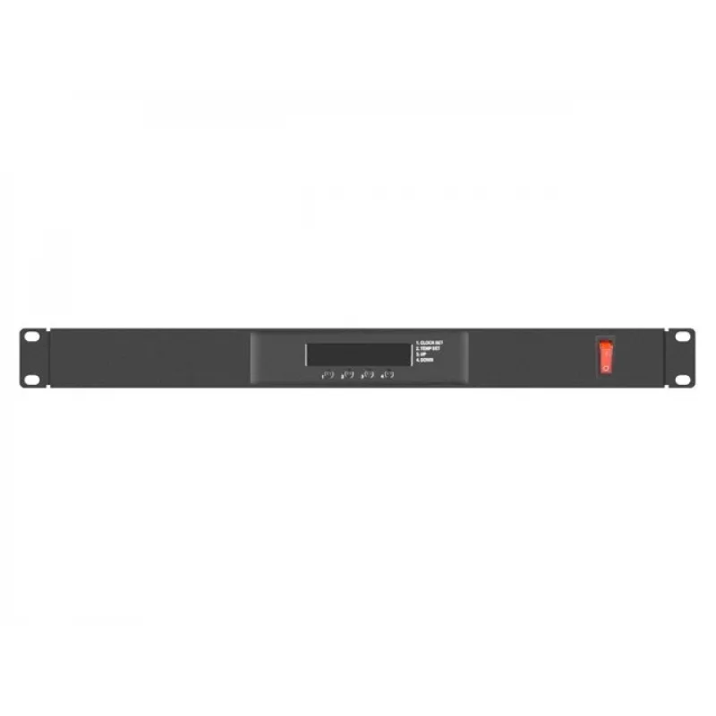 Lanberg AK-1502-B tuuletinpaneeli räkkikaappiin, 1U, 19 tuumaa, 2 tuuletinta, termostaatti, LCD, 230 V, 483 x 192 x 44,45 mm, musta