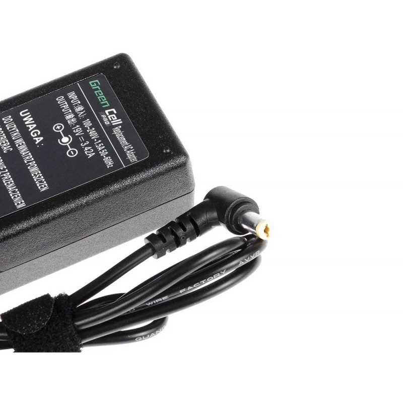 Virtalähde Green Cell AD01P — 60 W, 19 V 3,42 A, kannettavan virtalähde sisäkäyttöön, musta