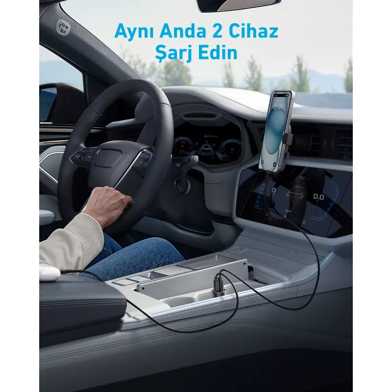 Anker autolaturi 30 W 2 porttia musta pikalataus