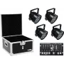 LED PAR-valonheitinsarja EUROLITE 4x PAR-56 QCL, flightcase ja ohjain