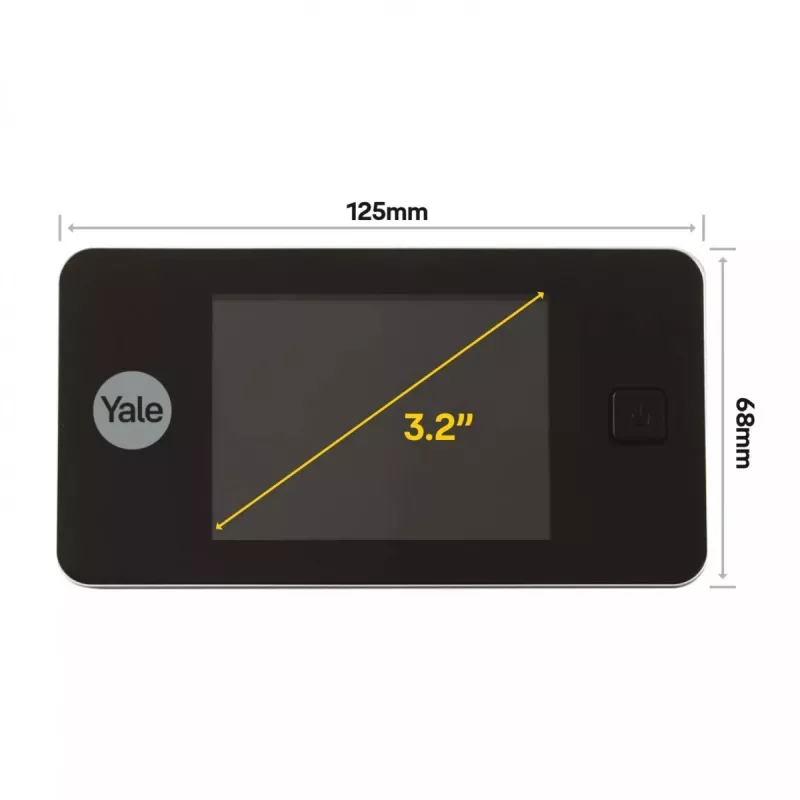 Digitaalinen ovisilmä Yale 45-0500-1432-00-6011 — 8,13 cm LCD, 105° katselukulma, 110° kulma, musta, 2×AAA