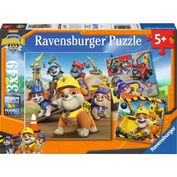 Lasten palapelisarja Ravensburger Rubble & Crew työajoneuvot — 3 palapeliä × 49 palaa