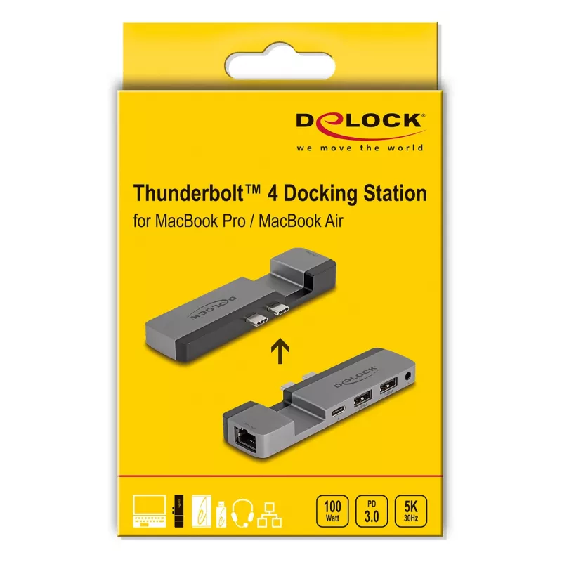 Telakointiasema DeLOCK 87757 Thunderbolt 4 5K 100W PD 10Gbps LAN ääni