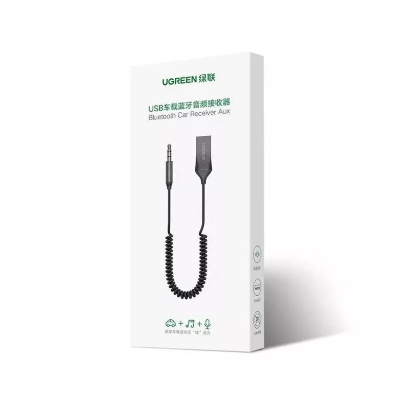 UGREEN CM309 Bluetooth 5.0 -äänivastaanotin, USB, 3,5 mm AUX-liitäntä, musta