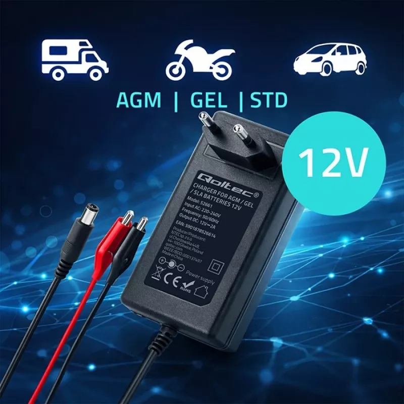 QOLTEC-akku­laturi 24V 19,2W, malli 52662