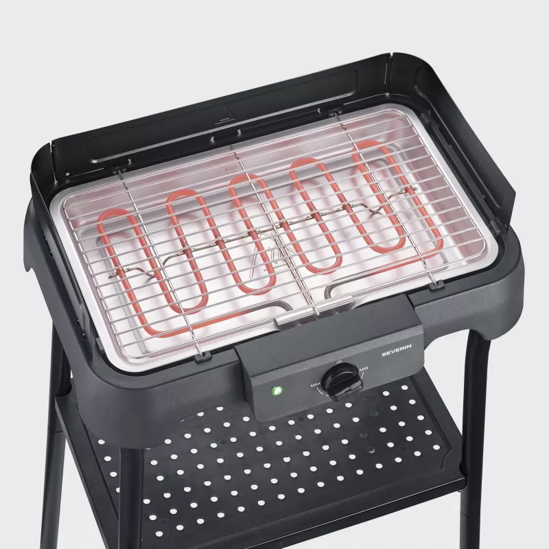 Severin PG 8594 pöytäsähkögrilli — 2000 W, suorakaiteen muotoinen ritilä, musta