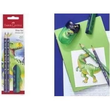 Grafiittilyijykynäsarja Faber-Castell Dino HB sininen – HB puukynät, sininen varsi, sarja