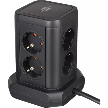 Pistorasiatorni Brennenstuhl 1153560010 — 8 pistorasiaa, 2×USB-A, 1×USB-C, musta
