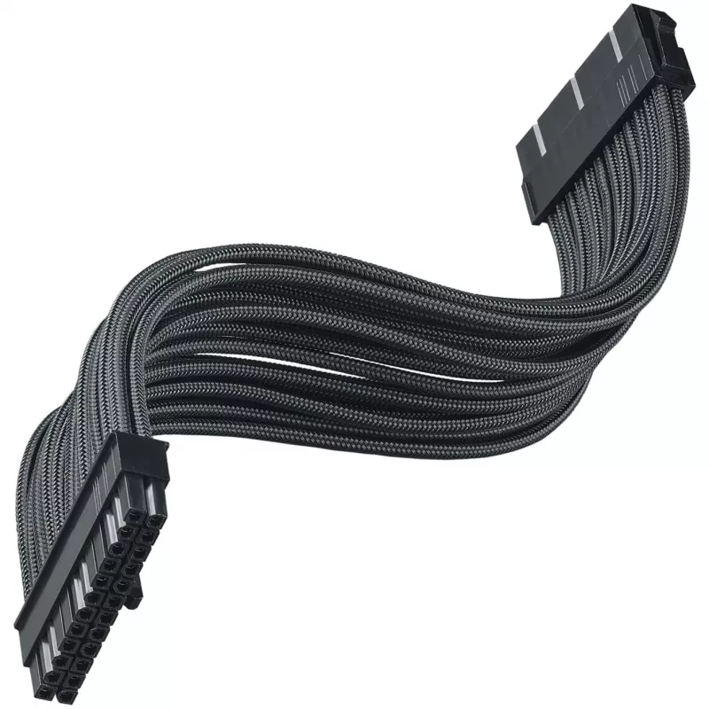 SilverStone PP07E - virran jatkokaapeli - ATX, 24-pin (W) - ATX, 24-pin (M) - 30 cm - musta