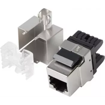 Lanberg KSF5-1000 - litteä - musta - ruostumaton teräs - RJ-45 - LSA - pistorasia - pistorasia