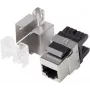 Lanberg KSF5-1000 - litteä - musta - ruostumaton teräs - RJ-45 - LSA - pistorasia - pistorasia