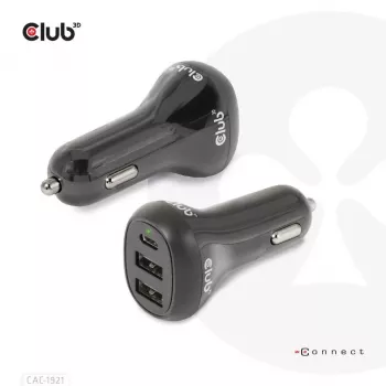 CLUB3D kannettavan tietokoneen autolaturi 36 wattia, auto, savukkeensytytin, 24 V, musta